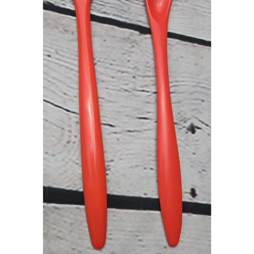 Vintage Rosti Mepal Orange Melamine Serving Spoon and Fork MCM Utensils Denmark